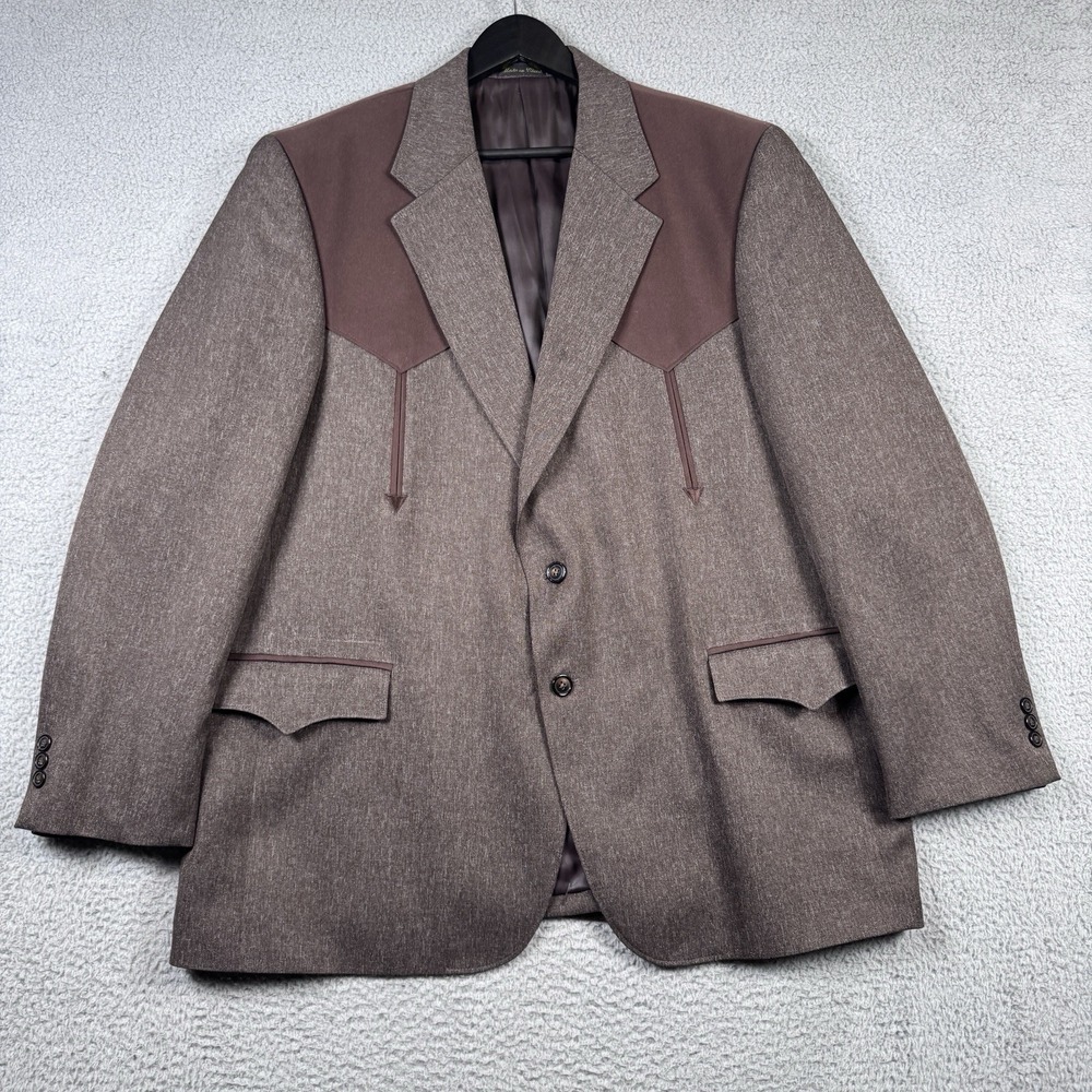 Circle S Texas Blazer Mens 48R Brown Blazer Sport Coat Yoke Rockabilly Western